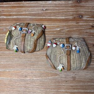 Set Of 2 Vintage Fishing Creel Wall Hanging Decor Plaque Man Cave Nursery 5”x6”